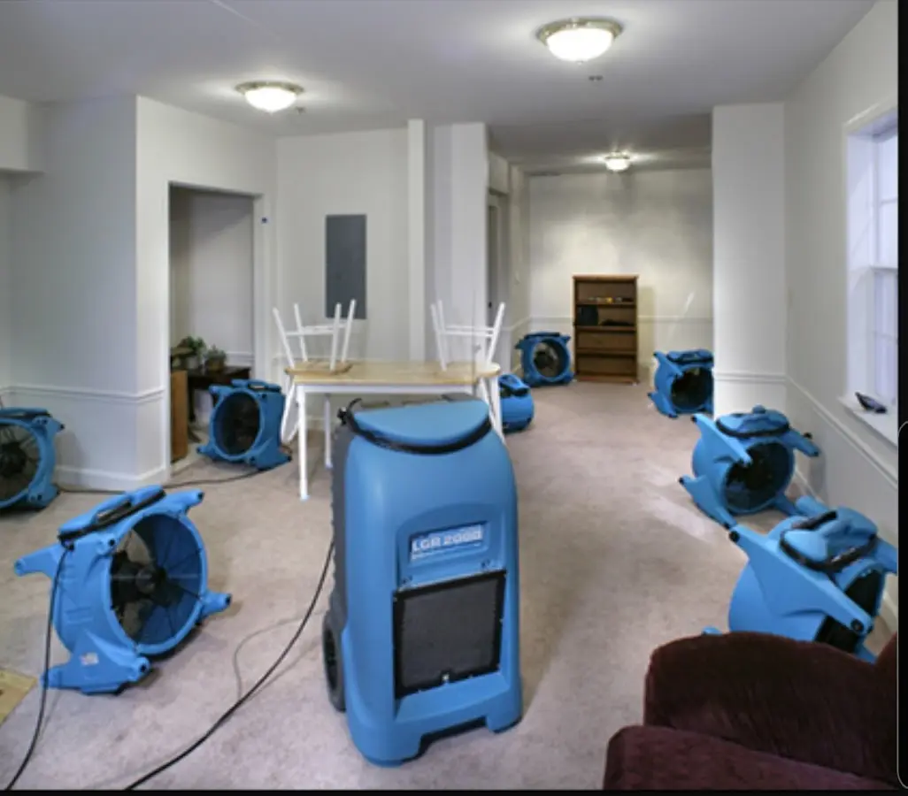 Air movers and dehumidifier setup for Water Extraction & Removal in Wentzville